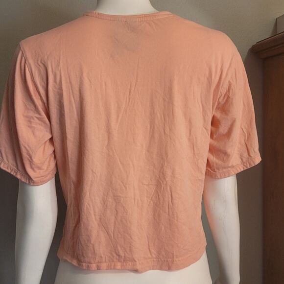 Adidas Pink Cropped Workout T-Shirt Size Small Gym Yoga Athleisure Logo Active - Picture 4 of 10